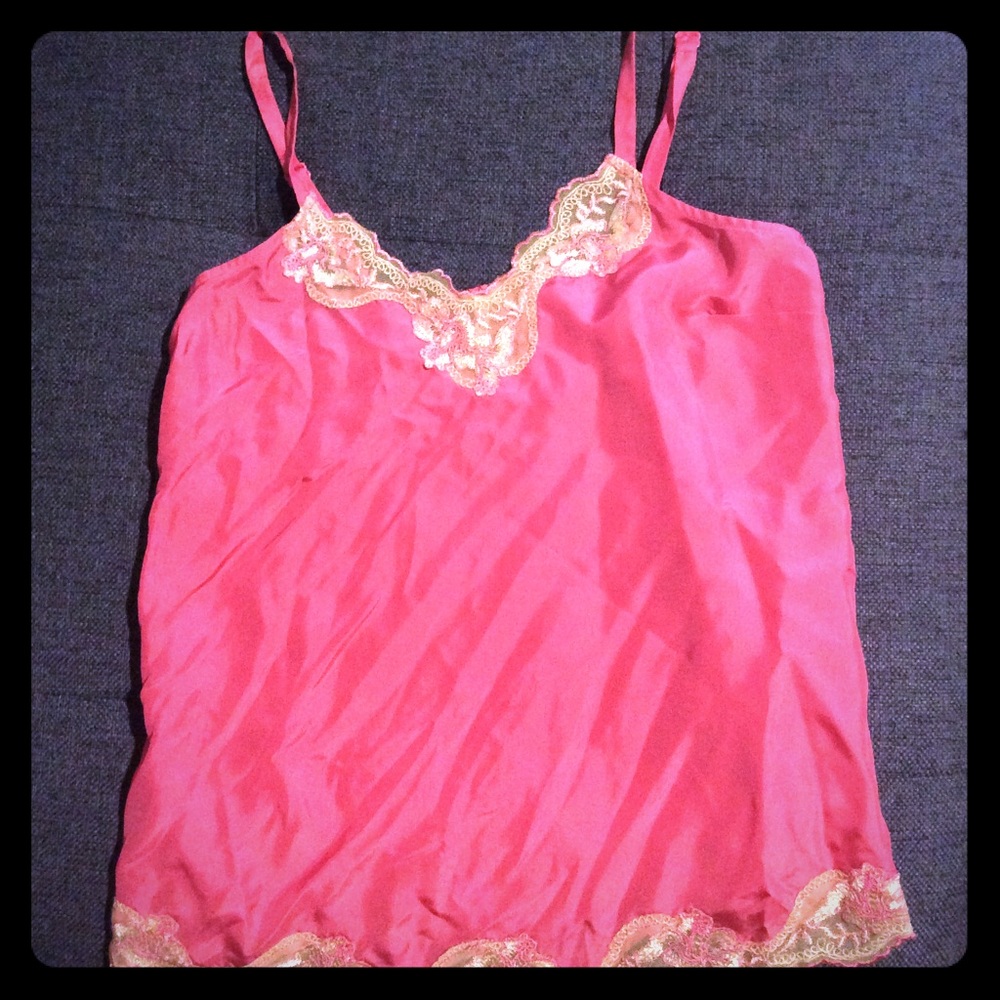 Express pink silk camisole with lace size xs